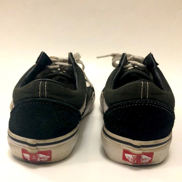 Vans 6.5 Black Old Skool Shoe White Sidestrip stitch Suede & canvas very good - Picture 6 of 9